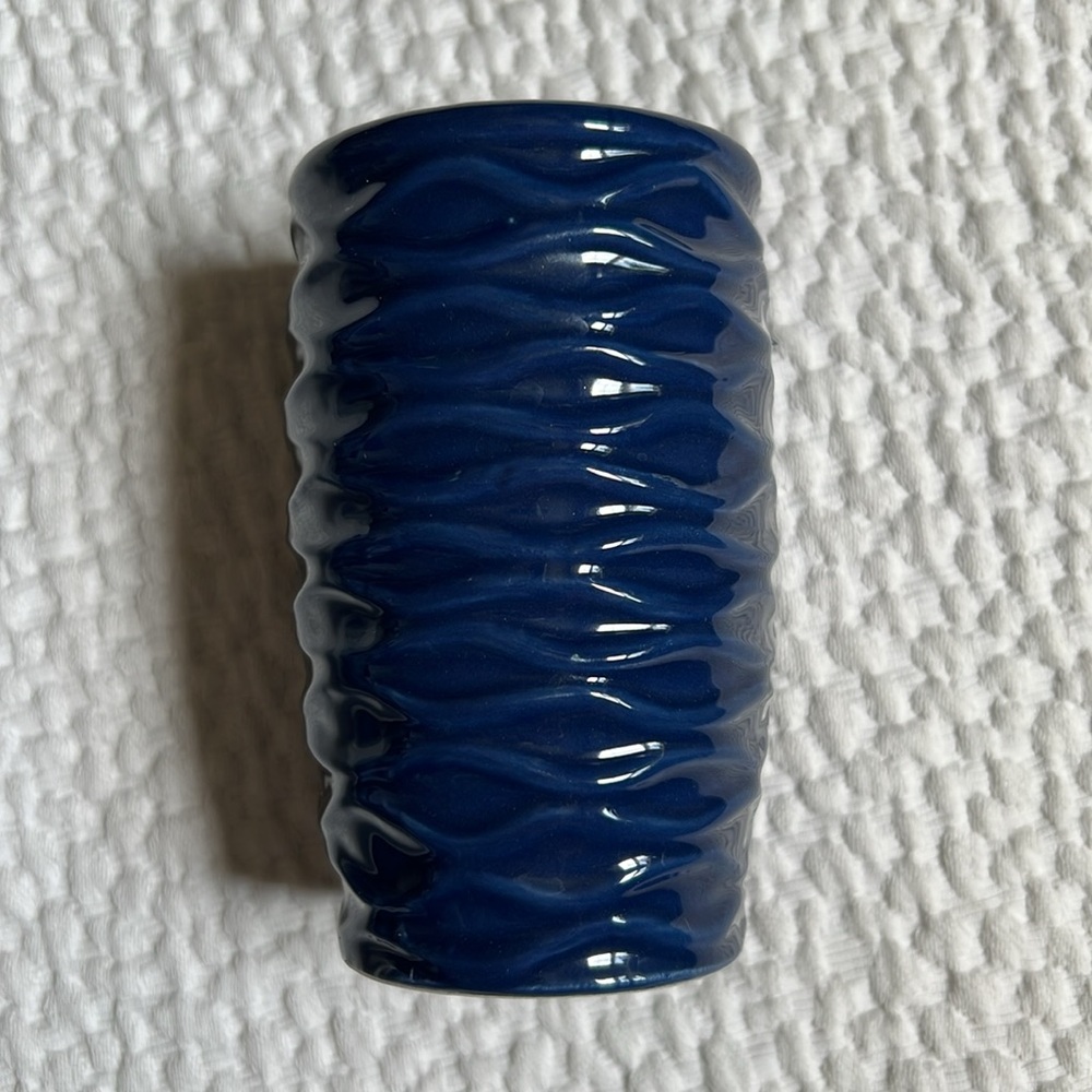 Ceramic Toothbrush/Toothpaste Vase with Beaded Shower Rings Set - Picture 2 of 3